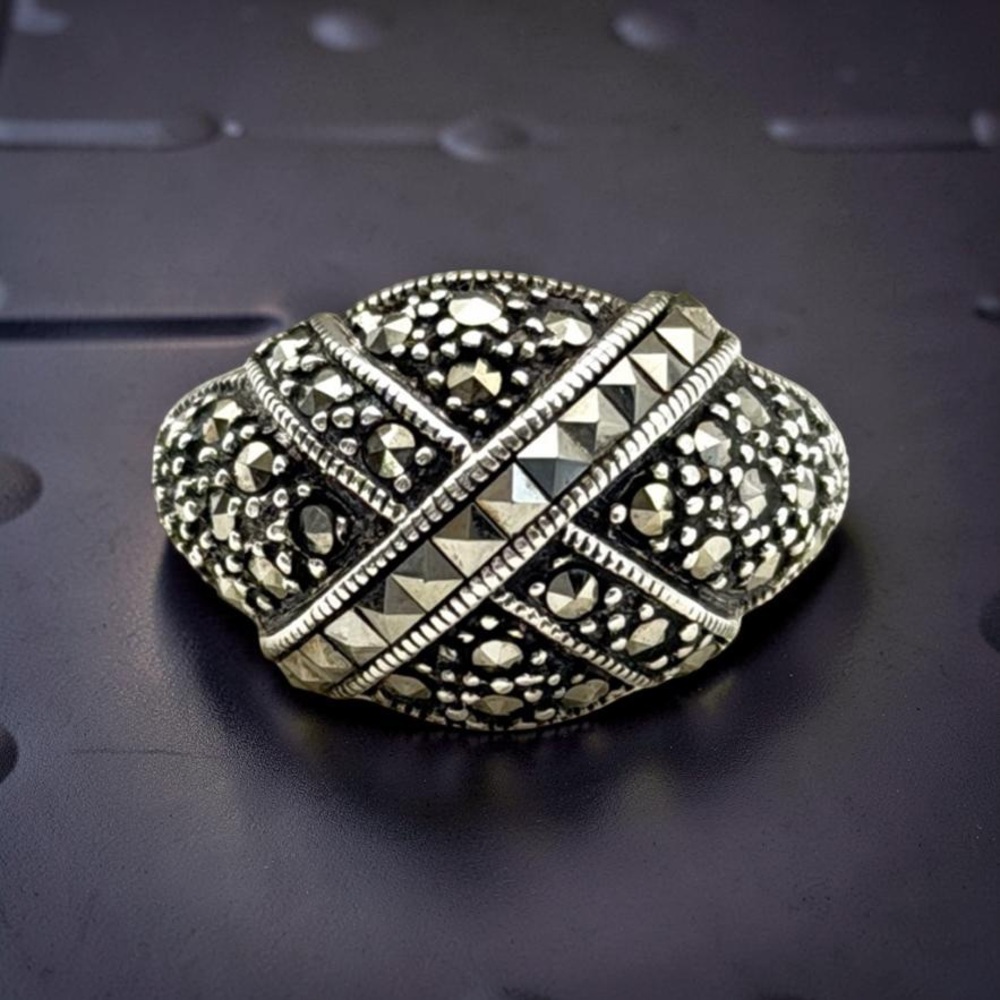 Judith Jack 925 Sterling Silver Marcasite Ring Size 8 Vintage JJ